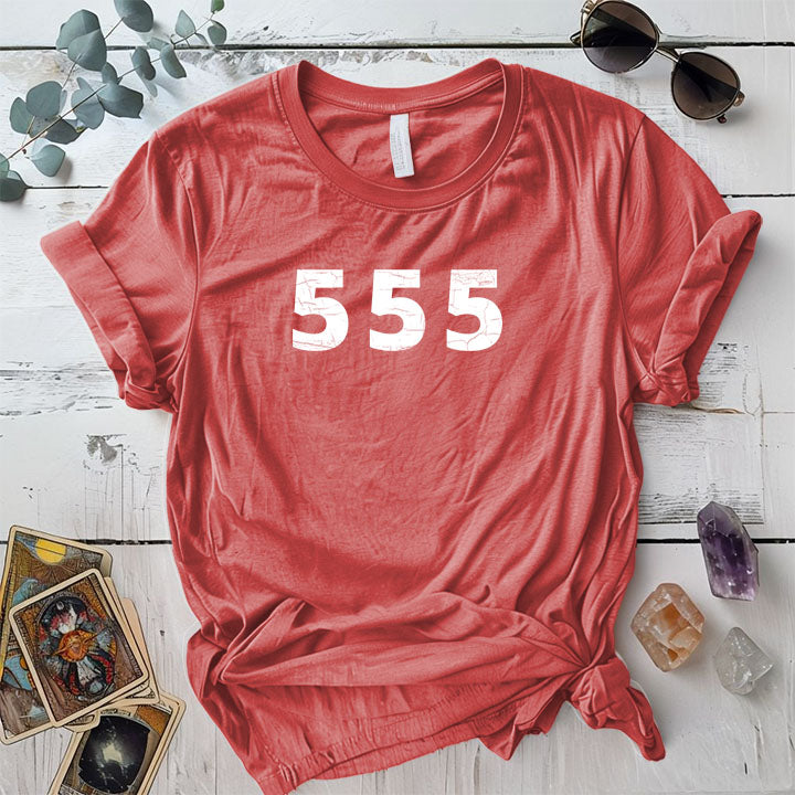 555 Angel Numbers T Shirt Coral Silk Mockup