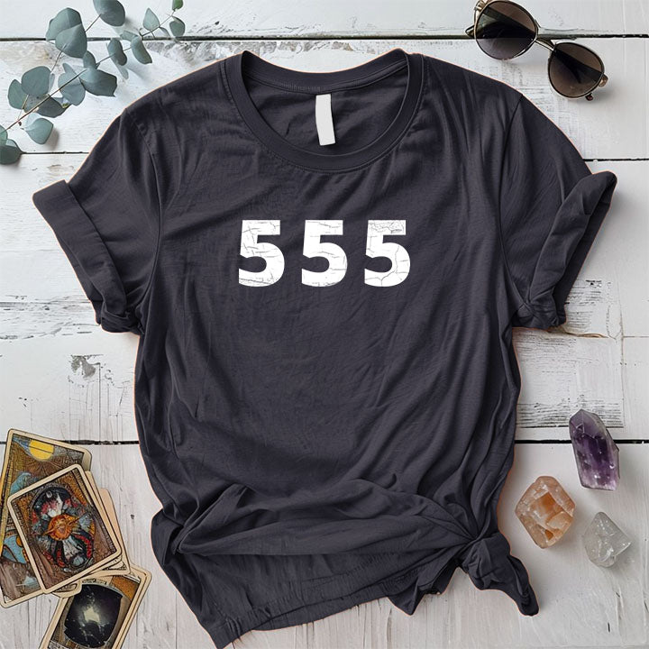 555 Angel Numbers T Shirt Dark Heather Grey Mockup