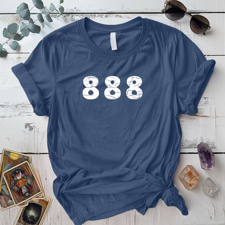 888 Angels Numbers T Shirt Indigo Blue Mockup