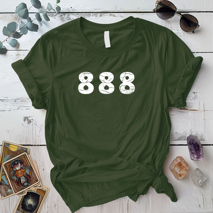 888 Angels Numbers T Shirt Military Green Mockup