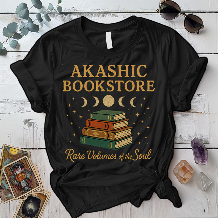 Akashic Bookstore Moon T-Shirt Mockup Black