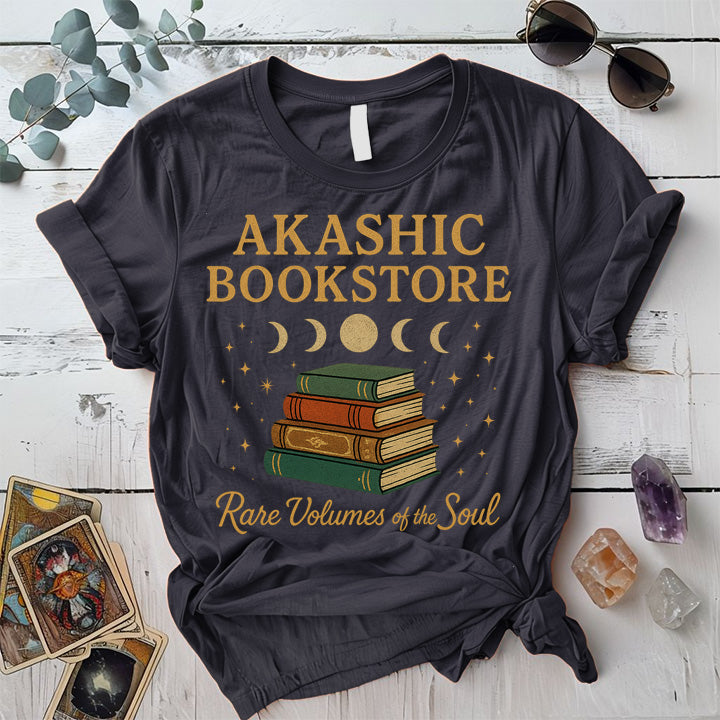Akashic Bookstore Moon T-Shirt Mockup Dark Heather Grey