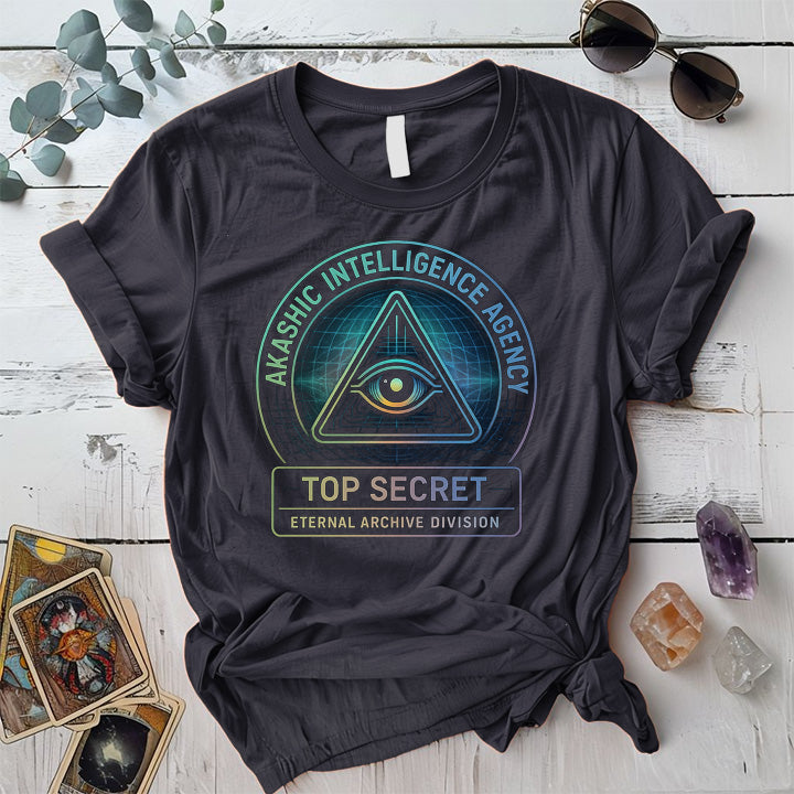 Akashic Intelligence Agency T-Shirt Mockup Dark Heather Grey