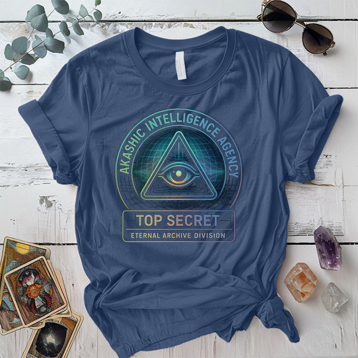 Akashic Intelligence Agency T-Shirt Mockup Indigo Blue