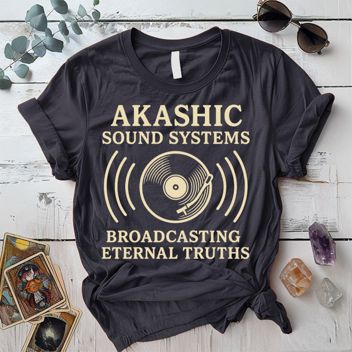 Akashic Sound Systems T-Shirt Mockup Dark Heather Grey