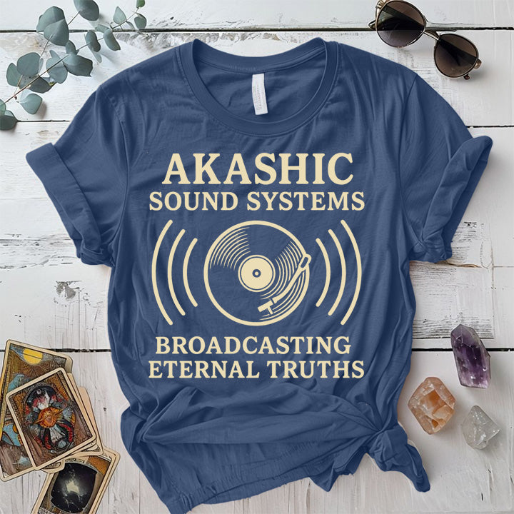 Akashic Sound Systems T-Shirt Mockup Indigo Blue