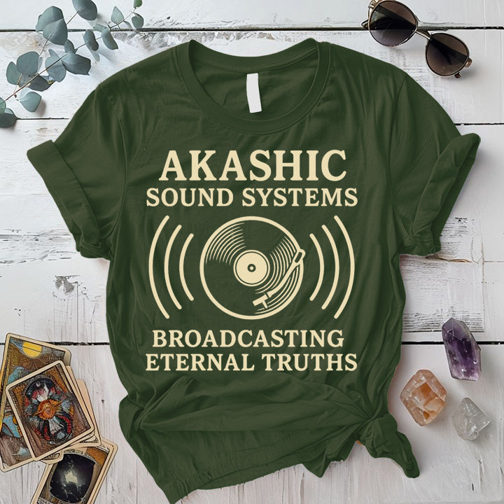 Akashic Sound Systems T-Shirt Mockup Military Green
