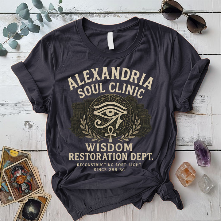 Alexandria Soul Clinic T-Shirt Mockup Dark Heather Grey