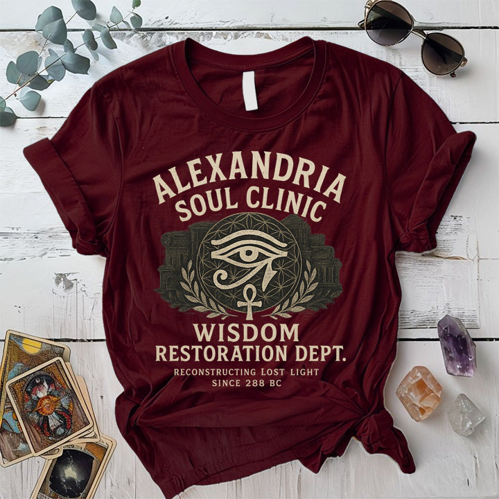 Alexandria Soul Clinic T-Shirt Mockup Maroon