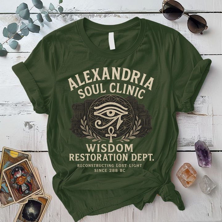 Alexandria Soul Clinic T-Shirt Mockup Military Green