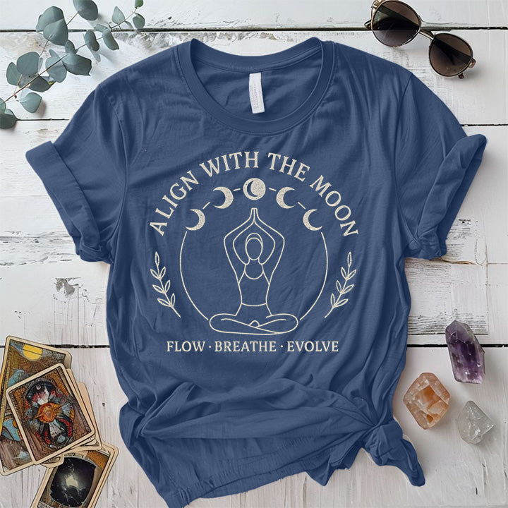 Align With The Moon T-Shirt Mockup Indigo Blue