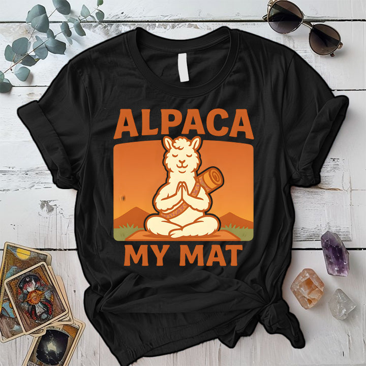 Alpaca My Mat T-Shirt Mockup Black