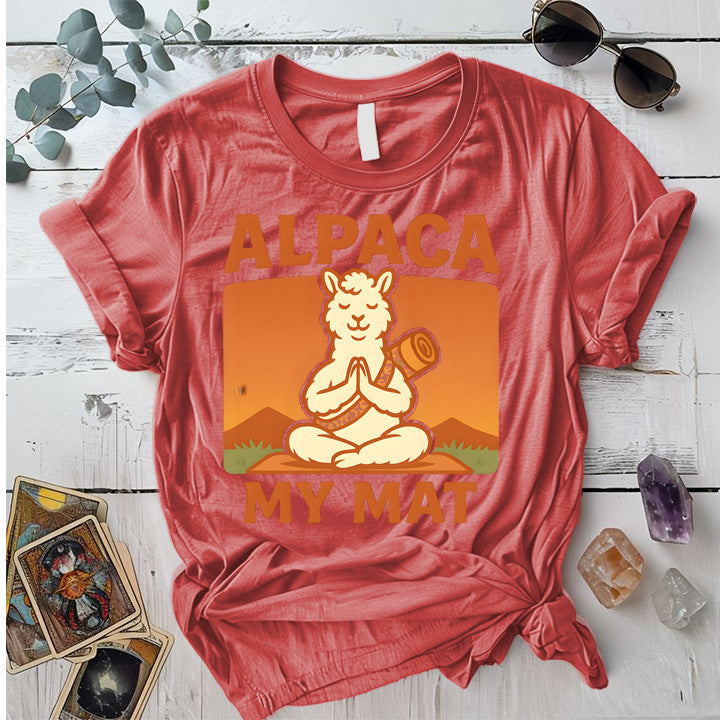 Alpaca My Mat T-Shirt Mockup Coral Silk