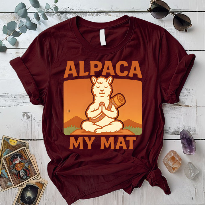 Alpaca My Mat T-Shirt Mockup Maroon
