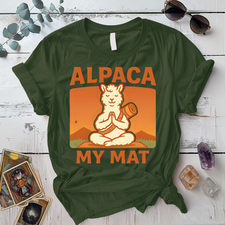 Alpaca My Mat T-Shirt Mockup Military Green
