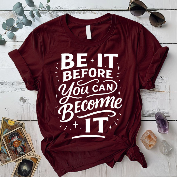 Be It T-Shirt Mockup Maroon