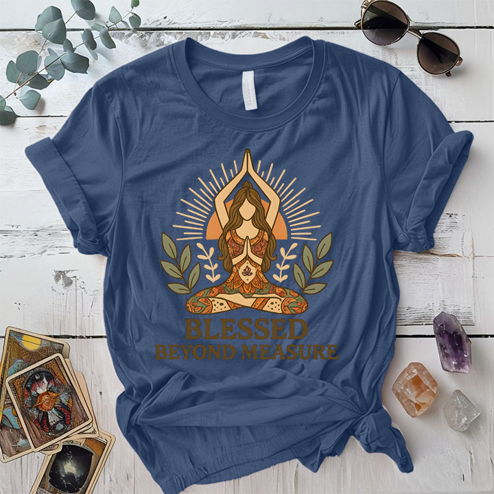 Blessed Beyond Measure T-Shirt Mockup Indigo Blue