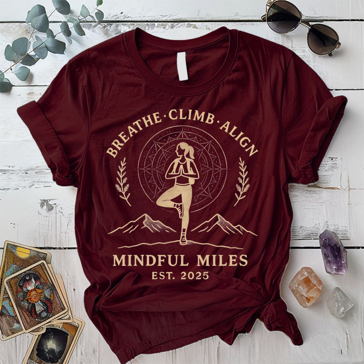 Breathe Climb Align T-Shirt Mockup Maroon