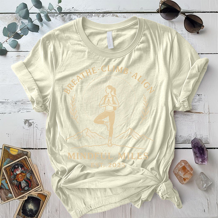 Breathe Climb Align T-Shirt Mockup Natural