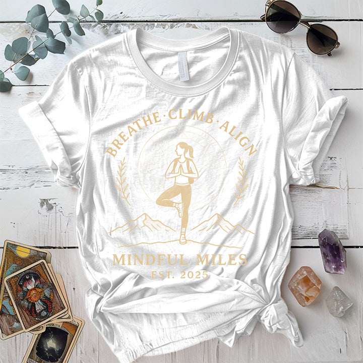 Breathe Climb Align T-Shirt Mockup White