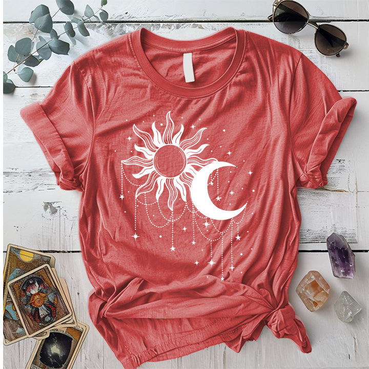 Celestial Chandelier T-Shirt Mockup Coral Silk