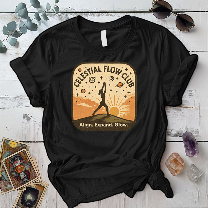 Celestial Flow Club T-Shirt Mockup Black
