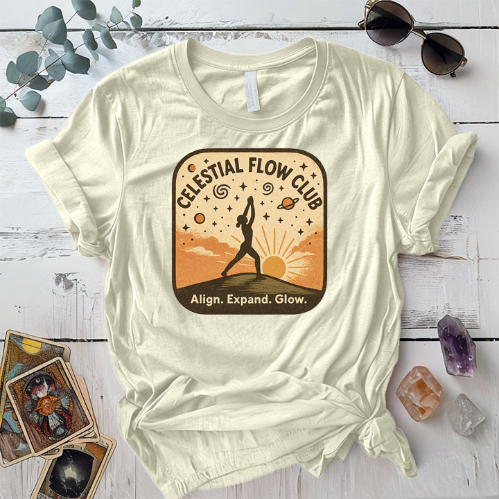 Celestial Flow Club T-Shirt Mockup Natural