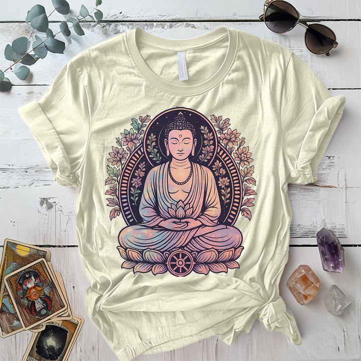 Celestial Serenity Buddha T-Shirt Mockup Natural