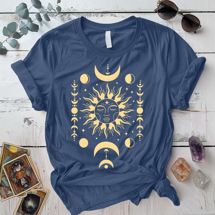 Celestial Wisdom T-Shirt Mockup Indigo Blue