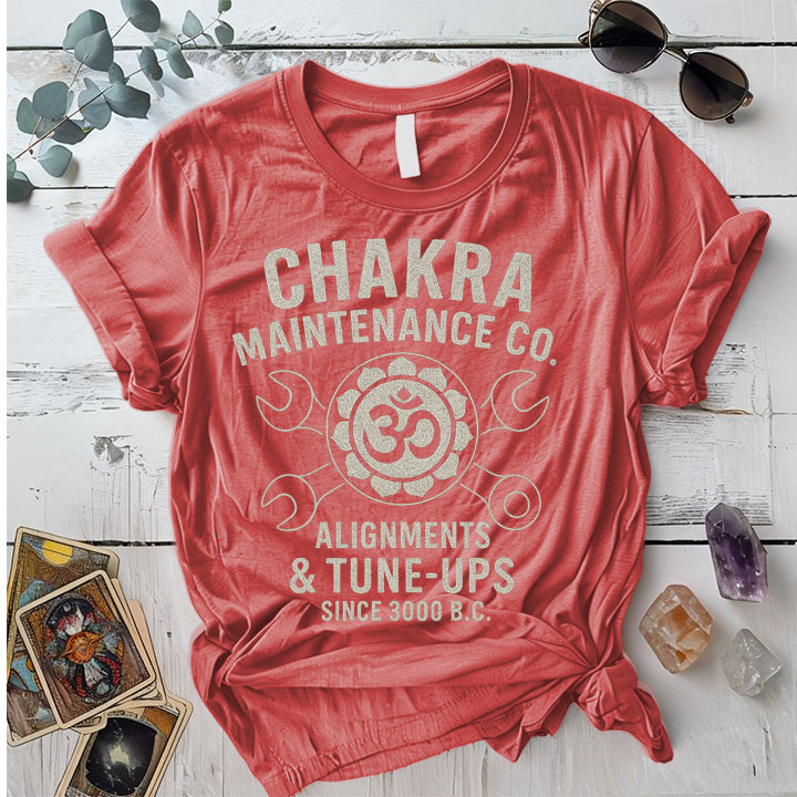 Chakra Maintenance Co T-Shirt Mockup Coral Silk