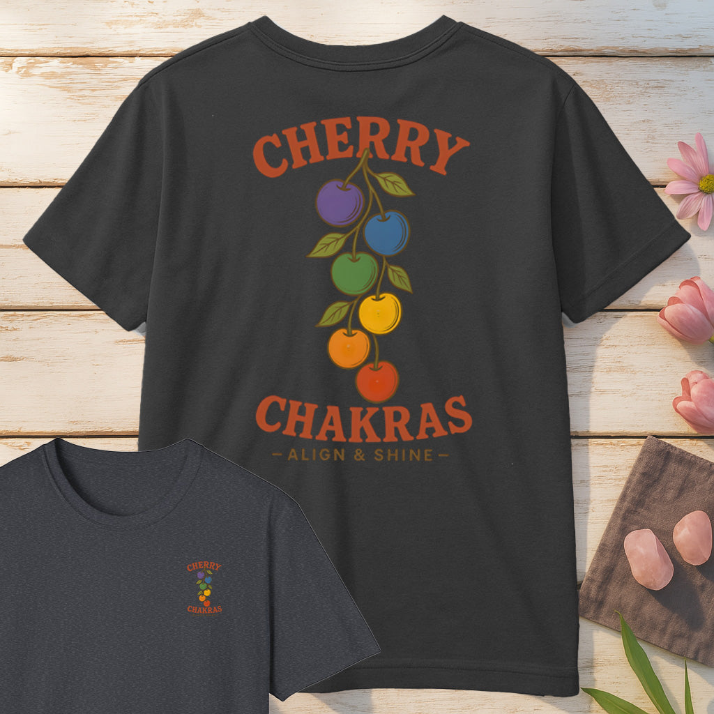 Cherry Chakras T-Shirt Mockup dark-heather-grey