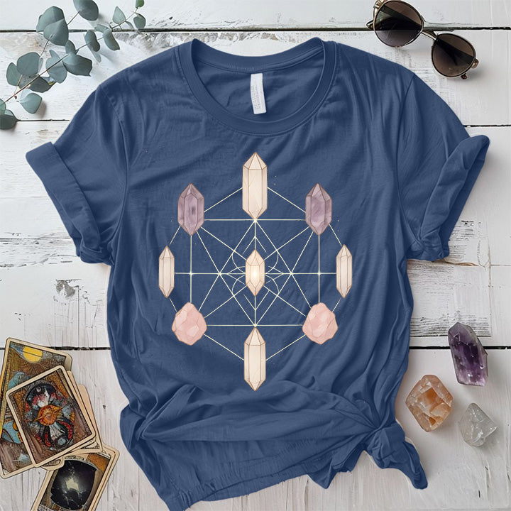 Crystal Symmetry T-Shirt Mockup Indigo Blue