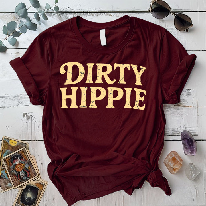 Dirty Hippie T-Shirt Mockup Maroon