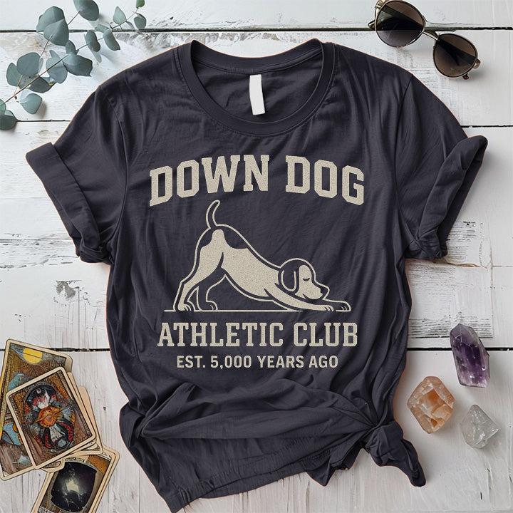 Down Dog Athletic Club T-Shirt Mockup Dark Heather Grey
