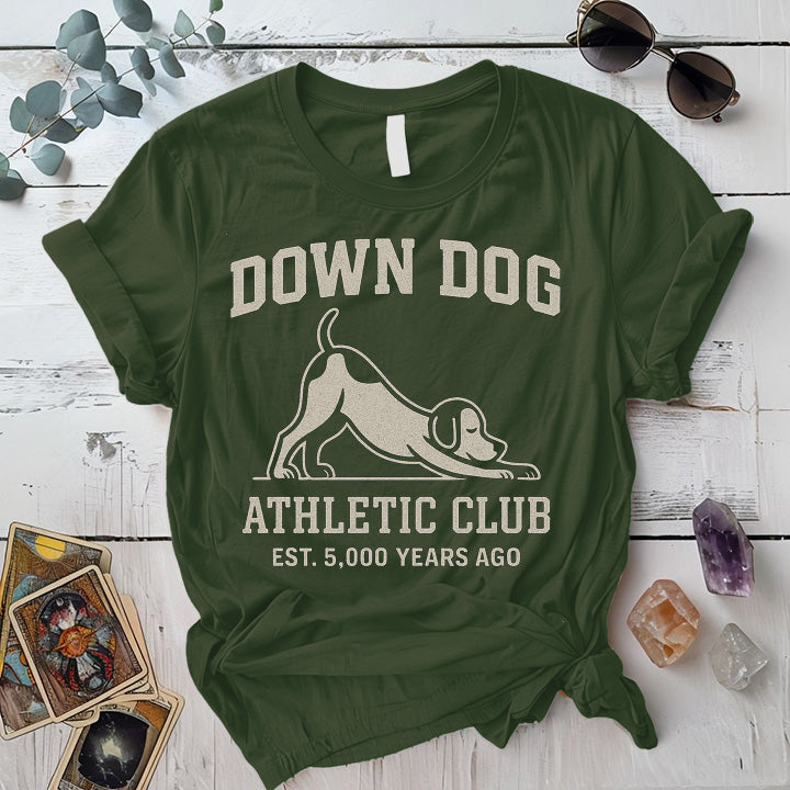 Down Dog Athletic Club T-Shirt Mockup Military Green