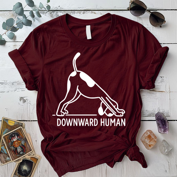 Downward Human T-Shirt Mockup Maroon