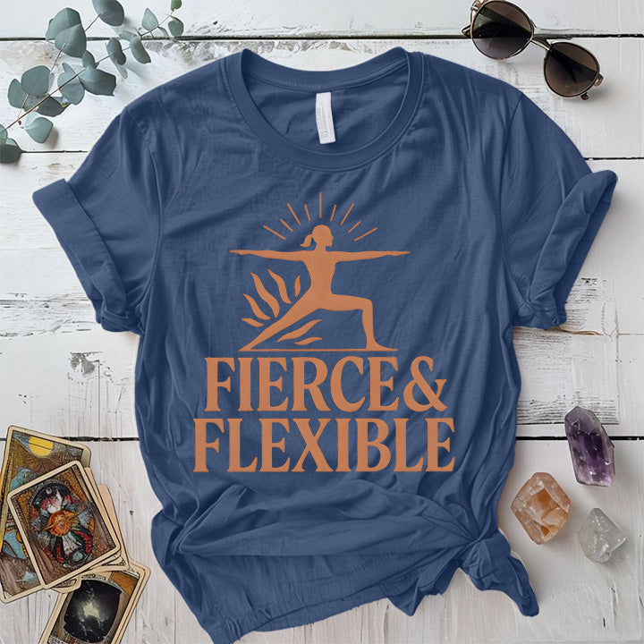 Fierce and Flexible T-Shirt Mockup Indigo Blue