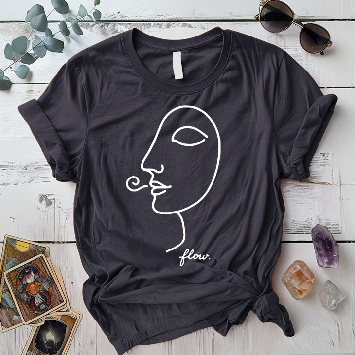 Flow Face Line Art White T-Shirt Mockup dark-heather-grey