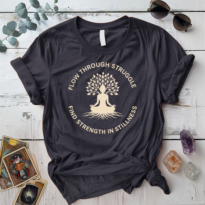 Flow Through Struggle T-Shirt Mockup Dark Heather Grey