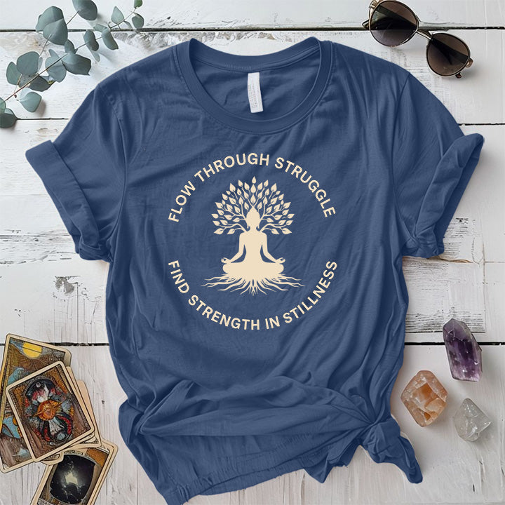 Flow Through Struggle T-Shirt Mockup Indigo Blue