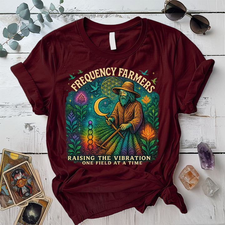 Frequency Farmers T-Shirt Mockup Maroon