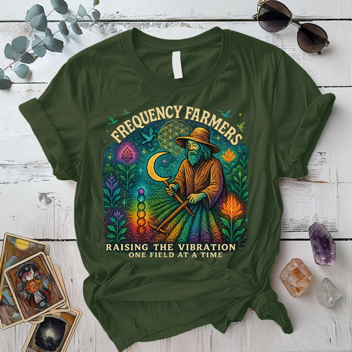 Frequency Farmers T-Shirt Mockup Military Green