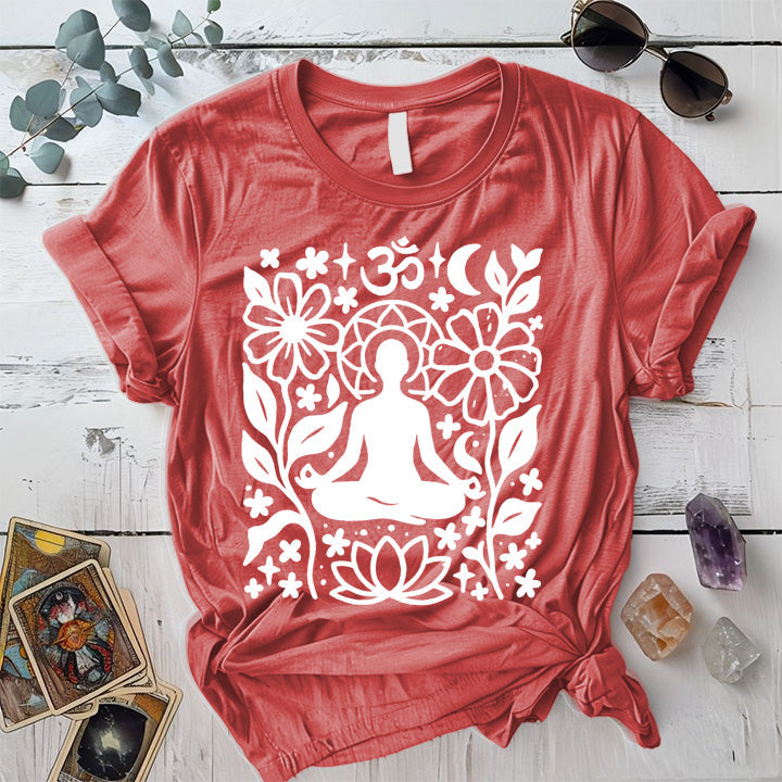 Garden of Om T-Shirt Mockup Coral Silk