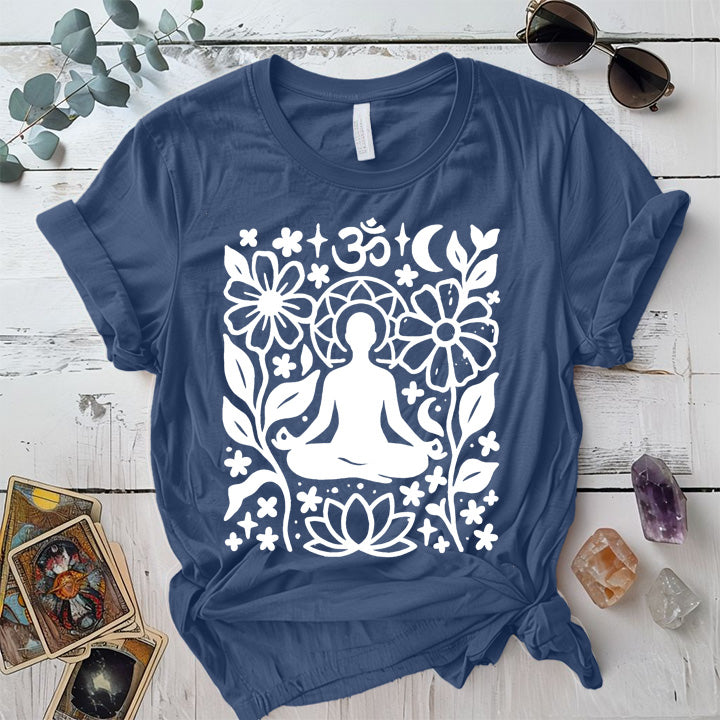 Garden of Om T-Shirt Mockup Indigo Blue