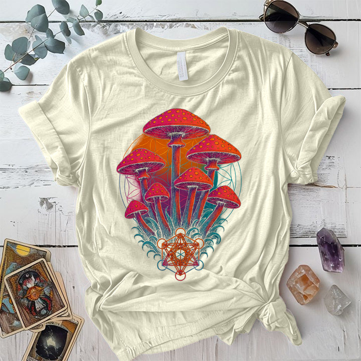 Geometric Mushrooms T-Shirt Mockup Natural