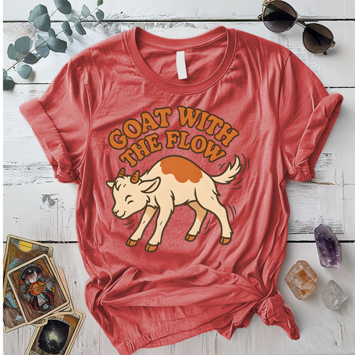 Goat With The Flow T-Shirt Mockup Coral Silk