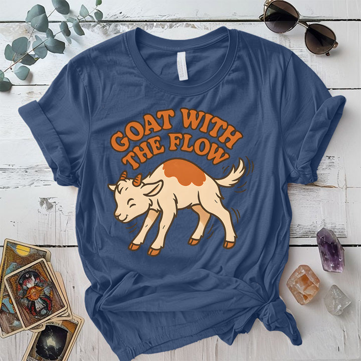Goat With The Flow T-Shirt Mockup Indigo Blue