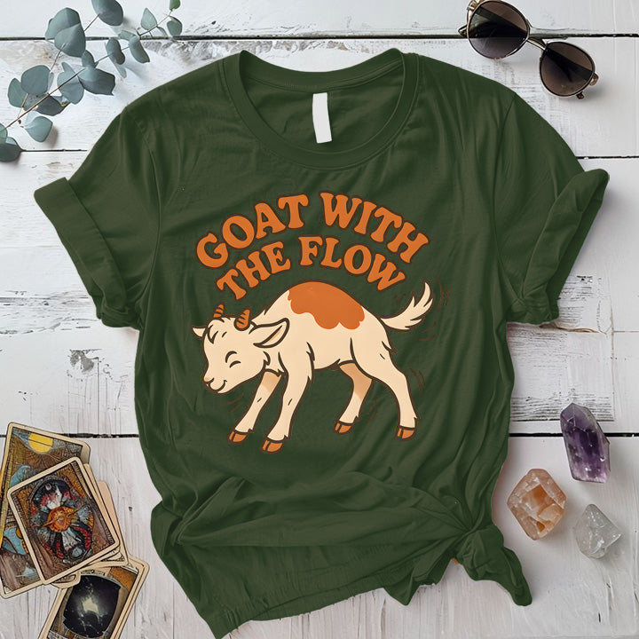 Goat With The Flow T-Shirt Mockup Military Green