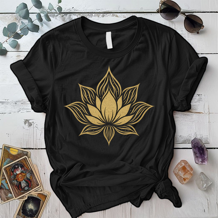 Golden Lotus T-Shirt Mockup Black