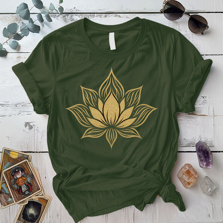 Golden Lotus T-Shirt Mockup Military Green
